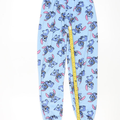 Primark Girls Blue Stitch Fleece Pyjama Pants 8-9 Years Disney Sleepwear