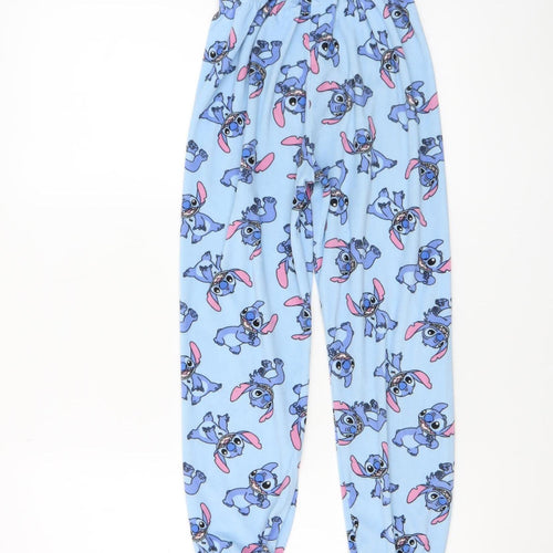 Primark Girls Blue Stitch Fleece Pyjama Pants 8-9 Years Disney Sleepwear