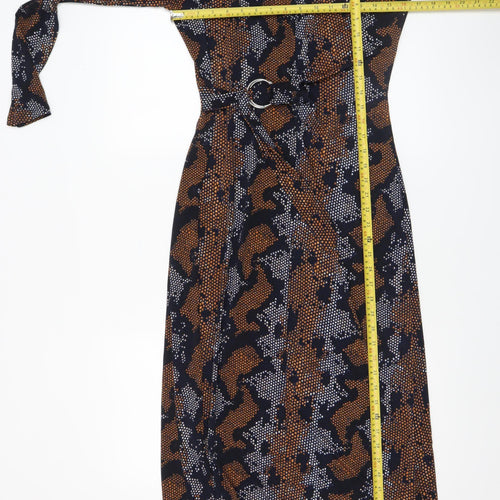 Warehouse Women’s Multicoloured Animal Print Midi Wrap Dress Size 8