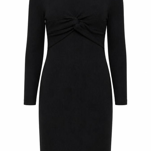 Beloved Woman Black Knit Bodycon Dress UK 16 Long Sleeve V-Neck