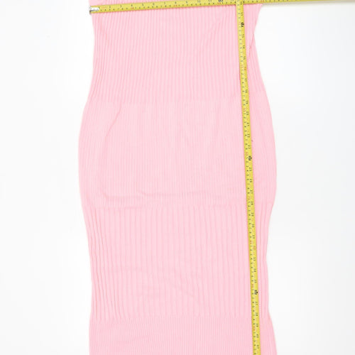 ASOS Design Women Pink Knit Sleeveless Bodycon Midi Dress Size L