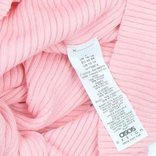 ASOS Design Women Pink Knit Sleeveless Bodycon Midi Dress Size L
