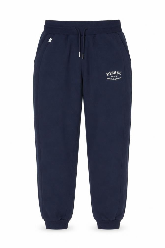 Front view of Diesel Men's Blue Jogger Sweatpants, size M, Tapered Fit