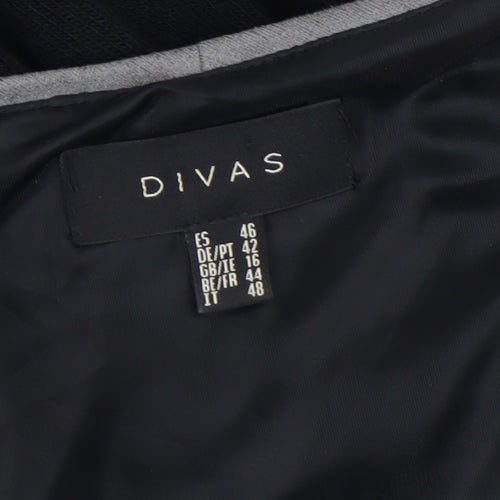 Divas Women’s Colourblock Shift Dress Black Grey Brown Size 16 Long Sleeve