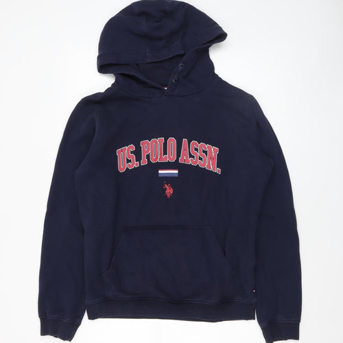 U.S. Polo Assn. Boys Blue Pullover Hoodie 15-16 Years Cotton Blend
