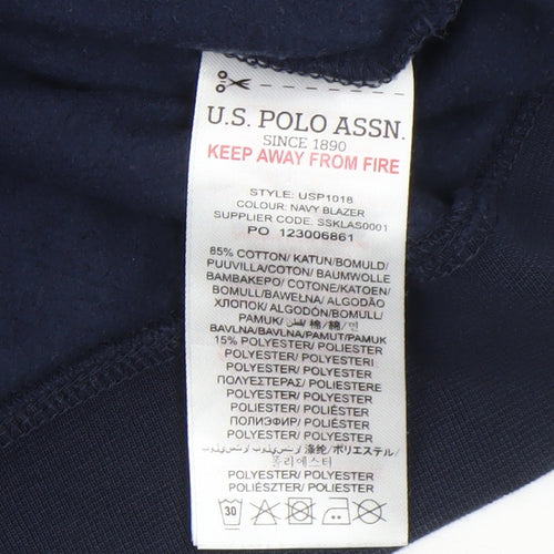 U.S. Polo Assn. Boys Blue Pullover Hoodie 15-16 Years Cotton Blend