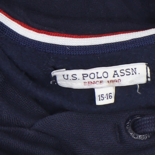 U.S. Polo Assn. Boys Blue Pullover Hoodie 15-16 Years Cotton Blend