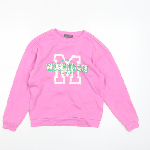 Primark Girls Pink Crew Neck Michigan Pullover Sweatshirt 9-10 Years