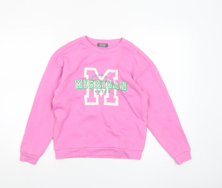 Primark Girls Pink Crew Neck Michigan Pullover Sweatshirt 9-10 Years