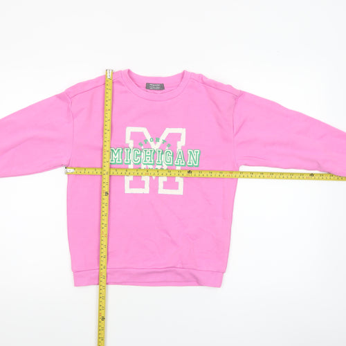 Primark Girls Pink Crew Neck Michigan Pullover Sweatshirt 9-10 Years