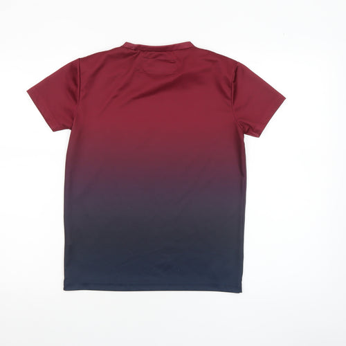 Diesel Boys Red Colourblock T-Shirt Age 11-12 Years Polyester Casual Top