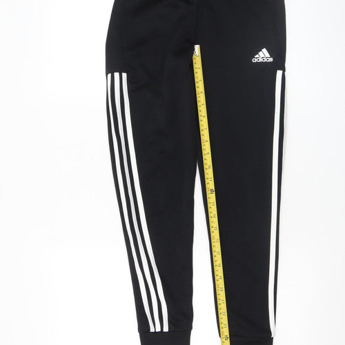 Adidas Boys Black Jogger Trousers Size 11-12 Years Polyester Cotton Activewear