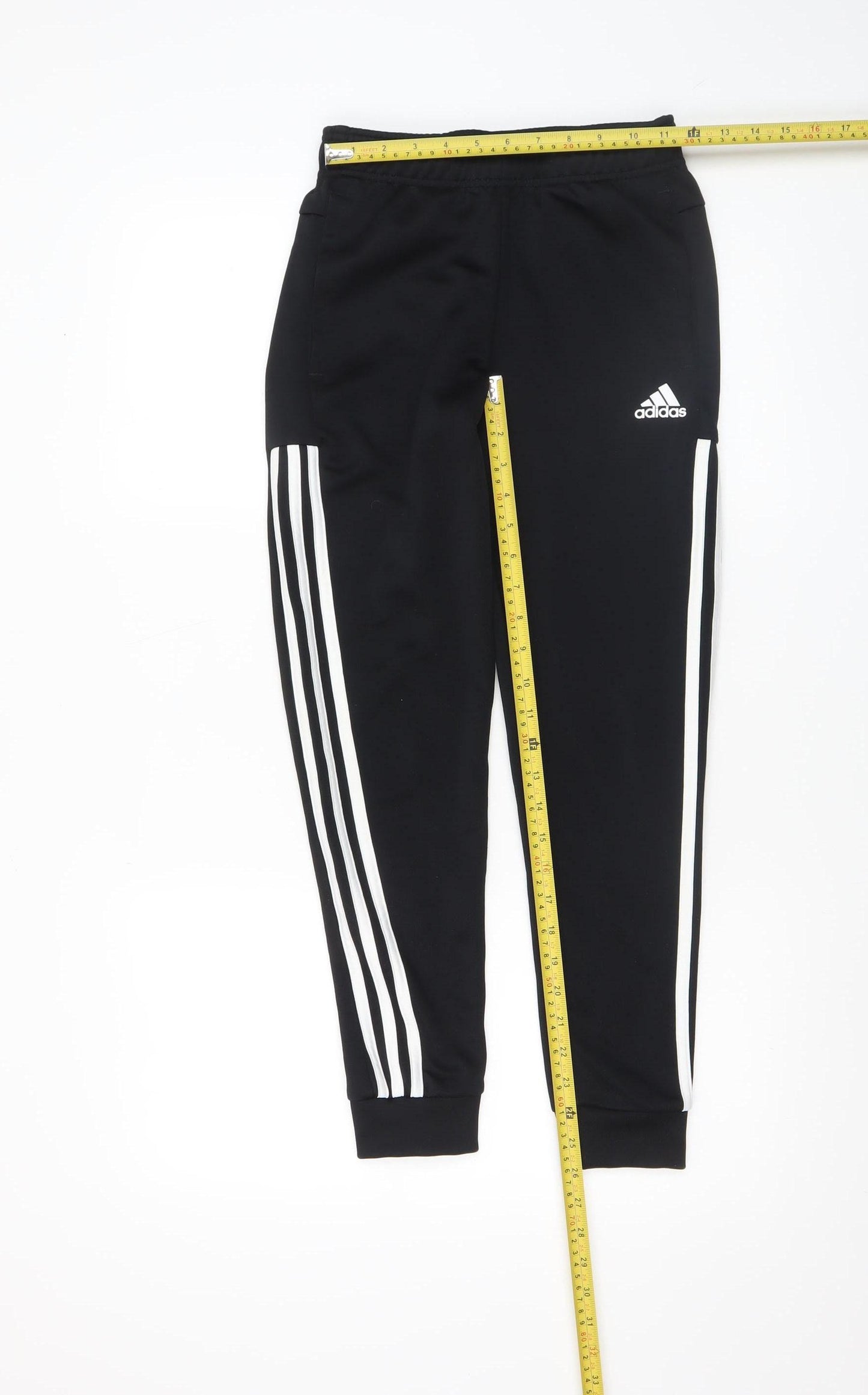 Adidas Boys Black Jogger Trousers Size 11-12 Years Polyester Cotton Activewear