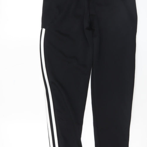 Adidas Boys Black Jogger Trousers Size 11-12 Years Polyester Cotton Activewear