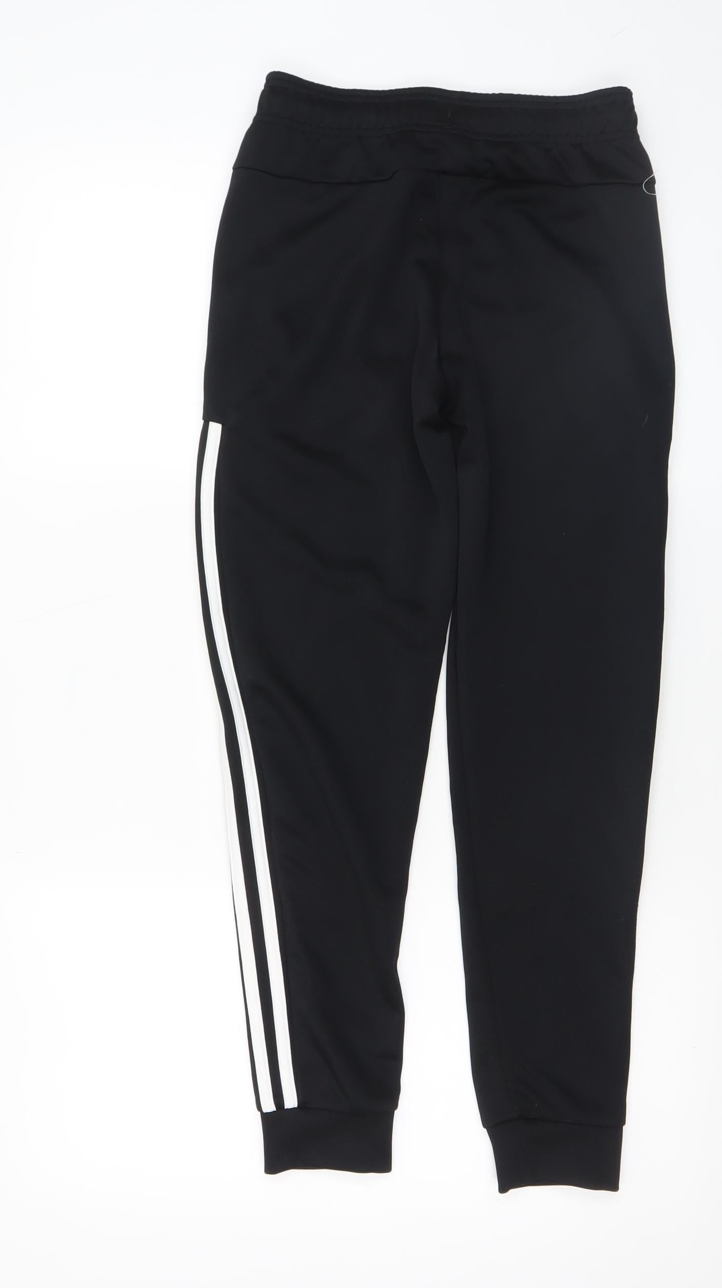 Adidas Boys Black Jogger Trousers Size 11-12 Years Polyester Cotton Activewear