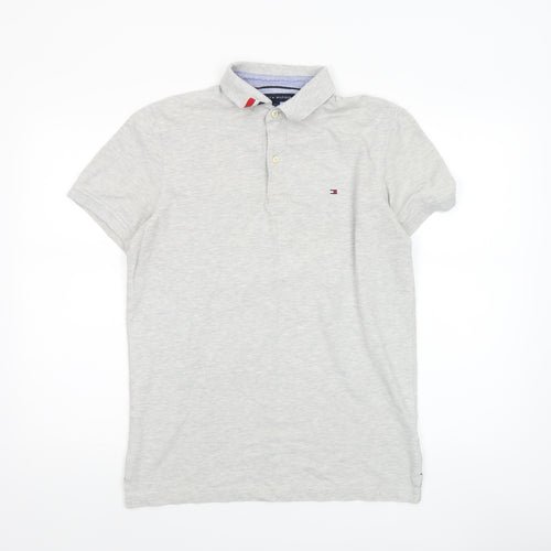 Tommy Hilfiger Men's Grey Slim Fit Cotton Polo Shirt Size M