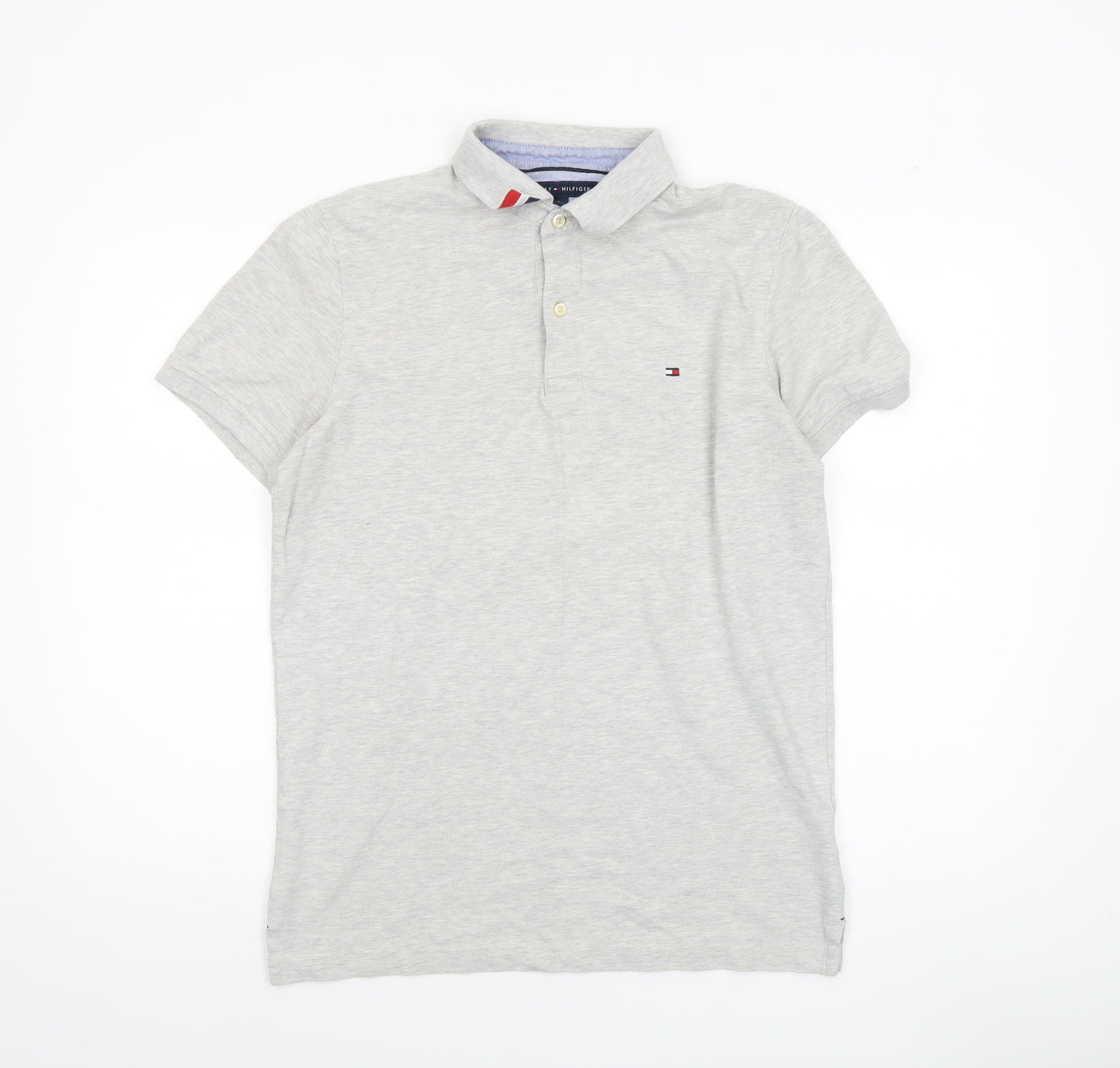 Tommy Hilfiger Men's Grey Slim Fit Cotton Polo Shirt Size M
