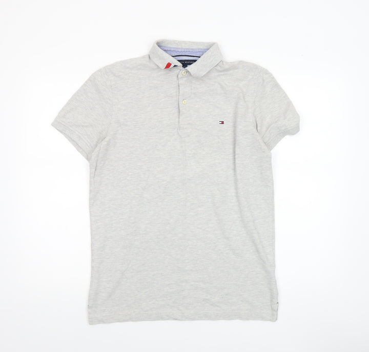 Tommy Hilfiger Men's Grey Slim Fit Cotton Polo Shirt Size M