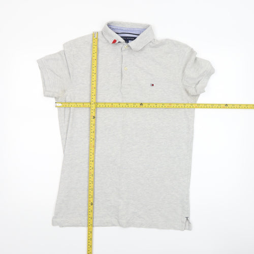 Tommy Hilfiger Men's Grey Slim Fit Cotton Polo Shirt Size M