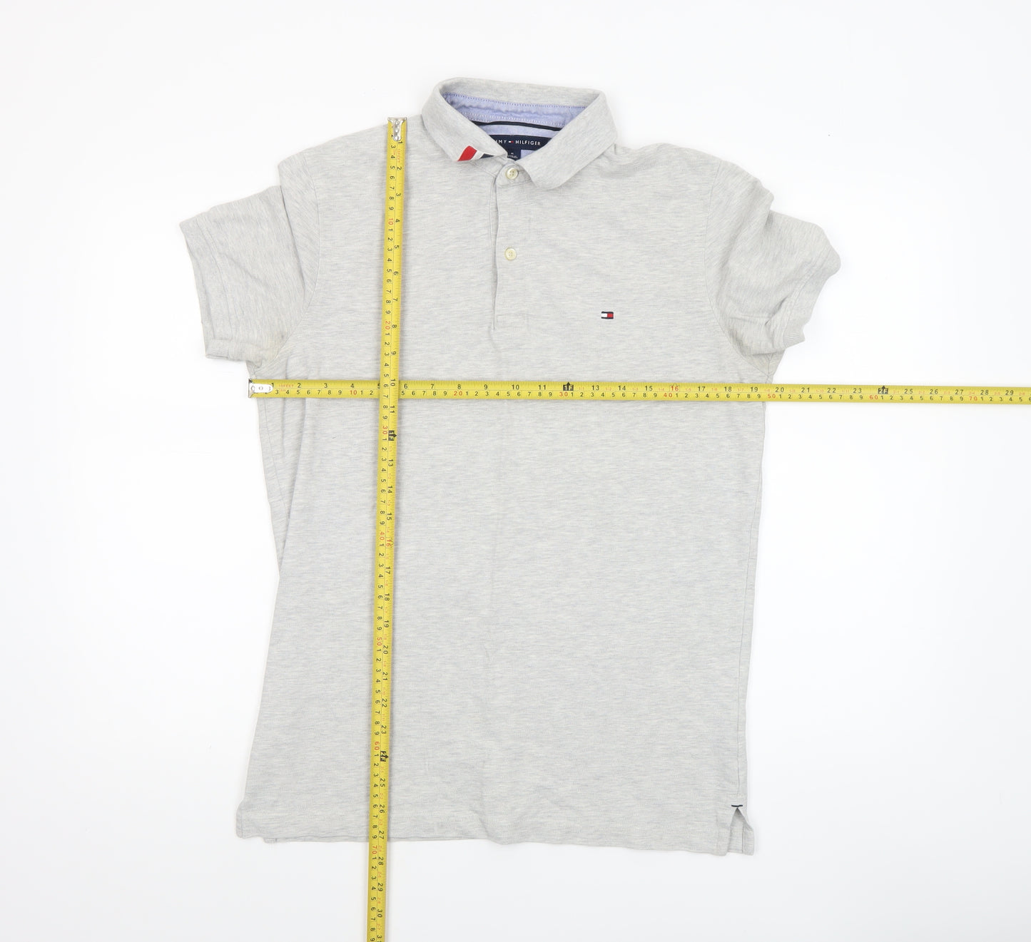 Tommy Hilfiger Men's Grey Slim Fit Cotton Polo Shirt Size M