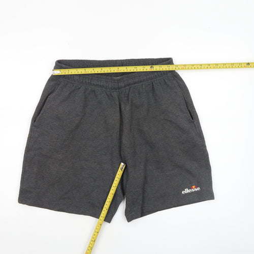 Ellesse Men Grey Sweat Shorts M Elastic Waist Casual