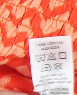 Dunnes Girls Orange Zigzag Cotton Playsuit Age 10-11 Short Sleeve Summer