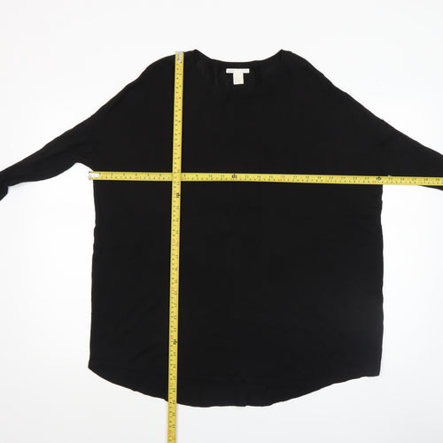 H&M Women Black Relaxed Long Sleeve Pullover Jumper Size 8