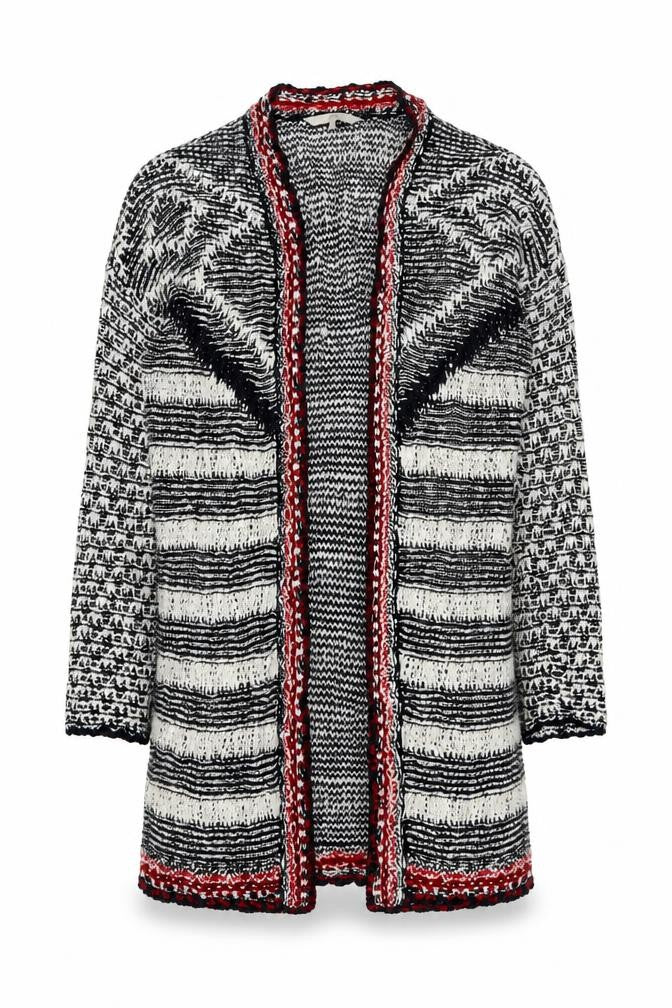 Front view of Clockhouse Women’s Multicoloured Striped Knit Cardigan, size L