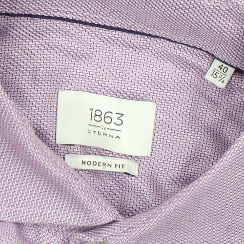 Eterna 1863 Men’s Purple Geometric Dress Shirt 40cm Modern Fit