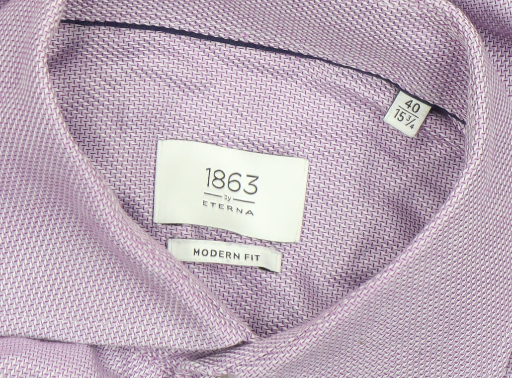 Eterna 1863 Men’s Purple Geometric Dress Shirt 40cm Modern Fit