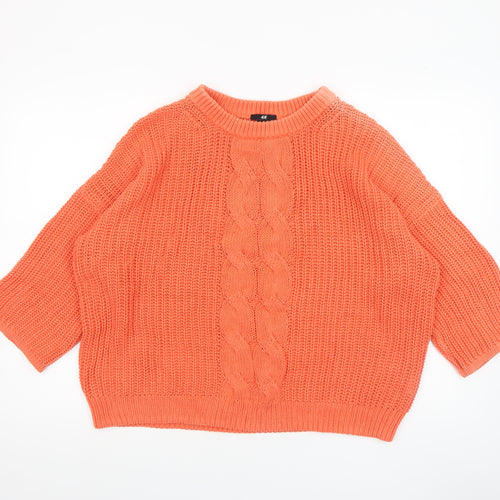 H&M Women Orange Cable Knit Pullover Jumper Size 12