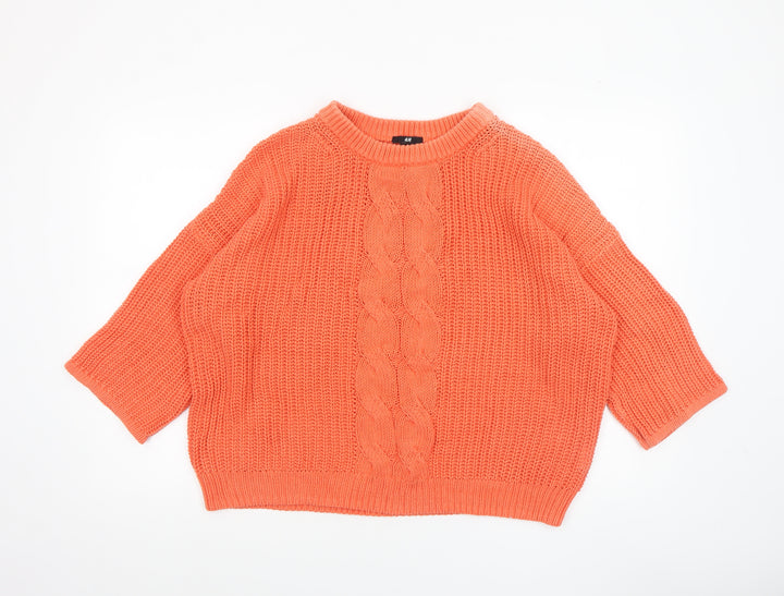 H&M Women Orange Cable Knit Pullover Jumper Size 12