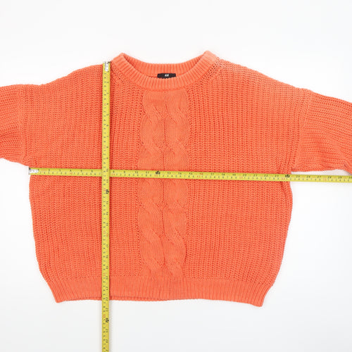 H&M Women Orange Cable Knit Pullover Jumper Size 12