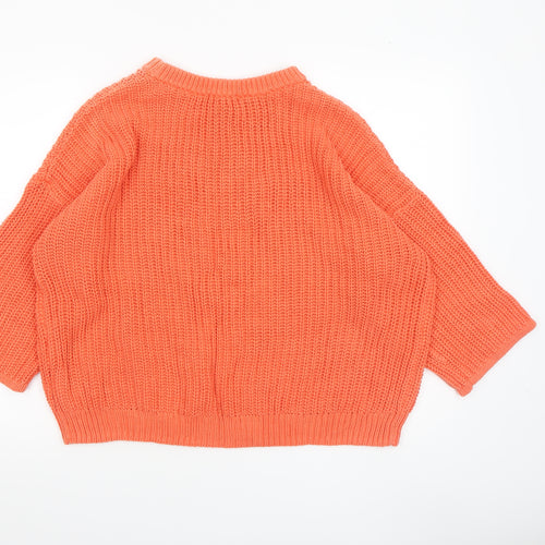 H&M Women Orange Cable Knit Pullover Jumper Size 12