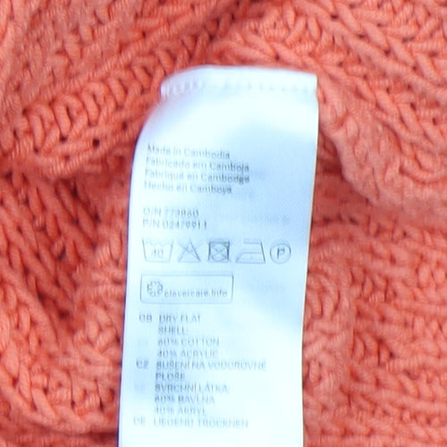 H&M Women Orange Cable Knit Pullover Jumper Size 12