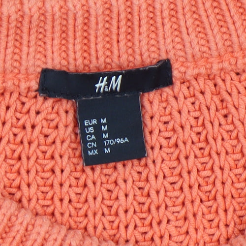 H&M Women Orange Cable Knit Pullover Jumper Size 12