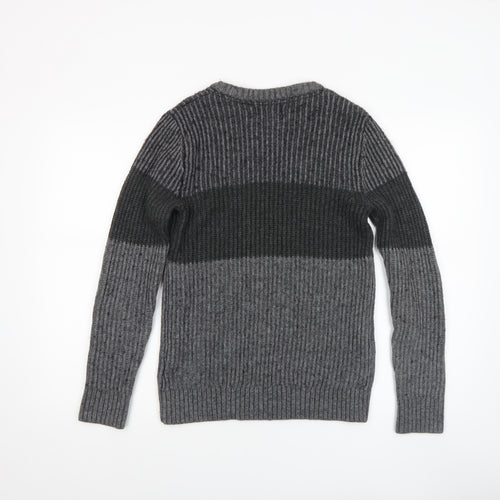 H&M Men’s Grey Chunky-Knit Acrylic Jumper Size S Crew Neck Casual