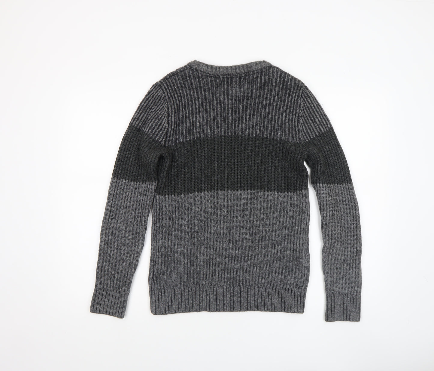 H&M Men’s Grey Chunky-Knit Acrylic Jumper Size S Crew Neck Casual