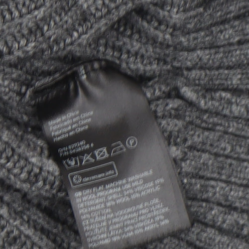 H&M Men’s Grey Chunky-Knit Acrylic Jumper Size S Crew Neck Casual