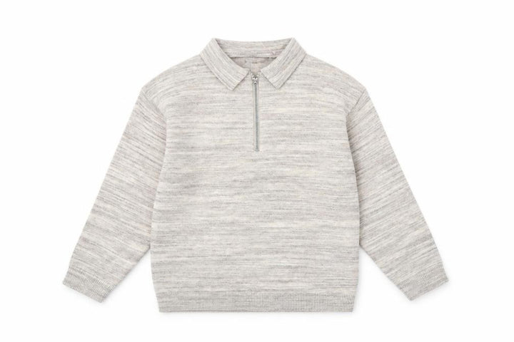 Front view of Next boys’ beige half zip collared jumper 5 years cotton blend knitwear