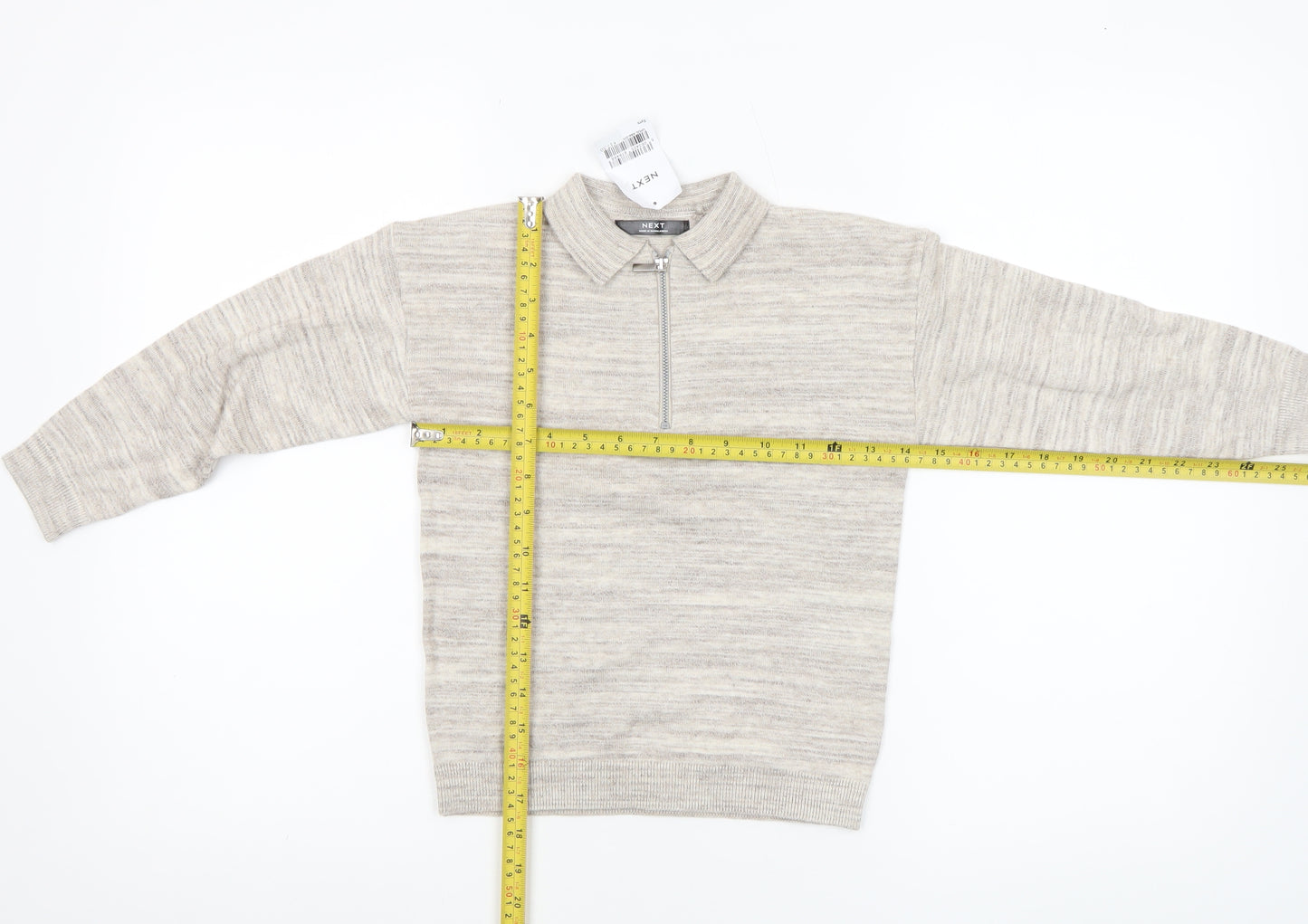 Next Boys Beige Half Zip Collared Jumper 5 Years Cotton Blend Knitwear