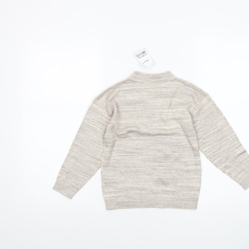 Next Boys Beige Half Zip Collared Jumper 5 Years Cotton Blend Knitwear