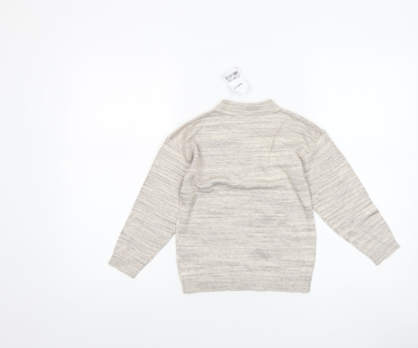 Next Boys Beige Half Zip Collared Jumper 5 Years Cotton Blend Knitwear