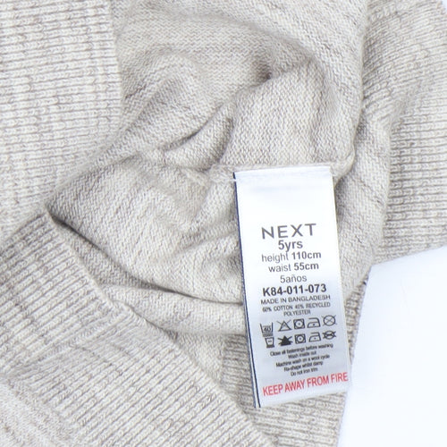 Next Boys Beige Half Zip Collared Jumper 5 Years Cotton Blend Knitwear