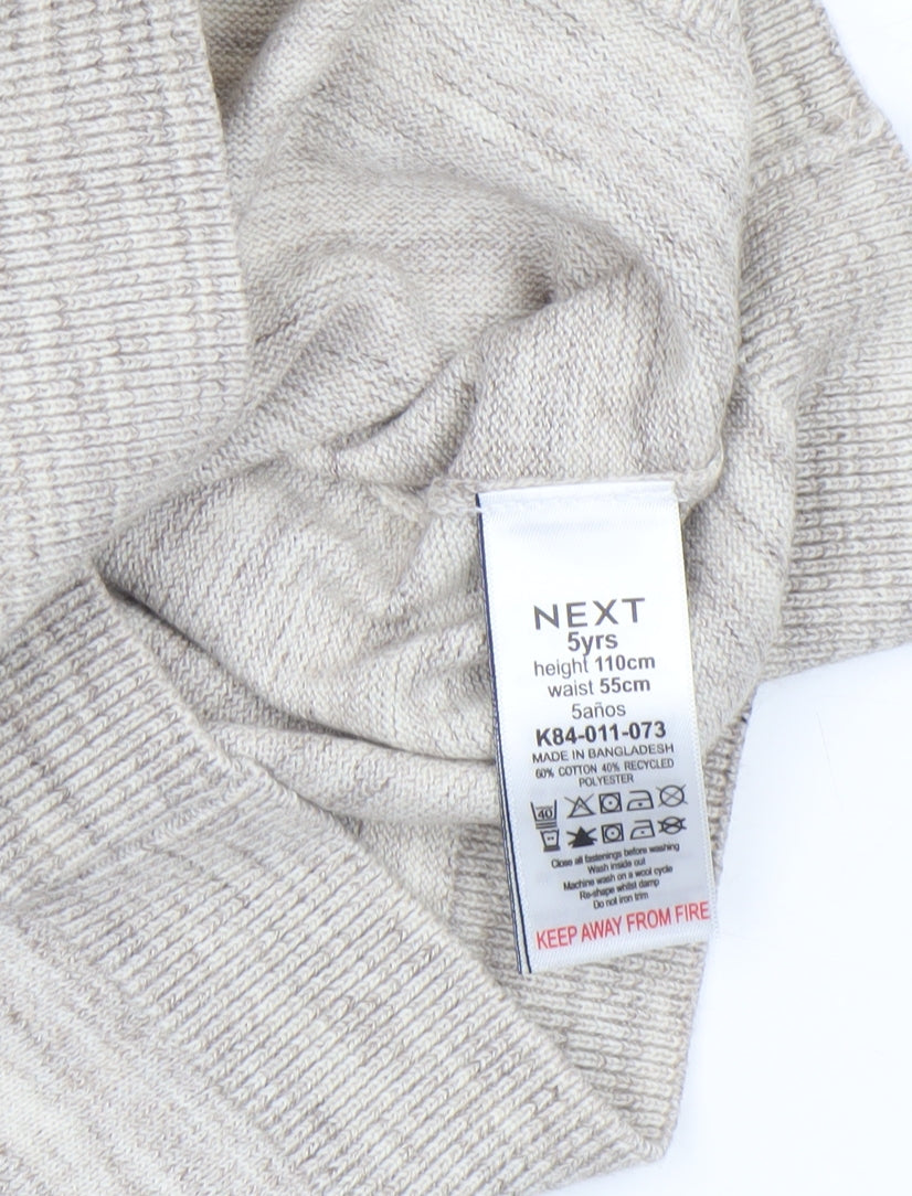 Next Boys Beige Half Zip Collared Jumper 5 Years Cotton Blend Knitwear