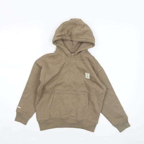 Zara Boys Beige Pullover Hoodie 6-7 Years Cotton Blend Casual Sweatshirt