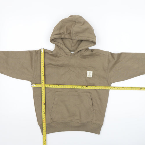 Zara Boys Beige Pullover Hoodie 6-7 Years Cotton Blend Casual Sweatshirt