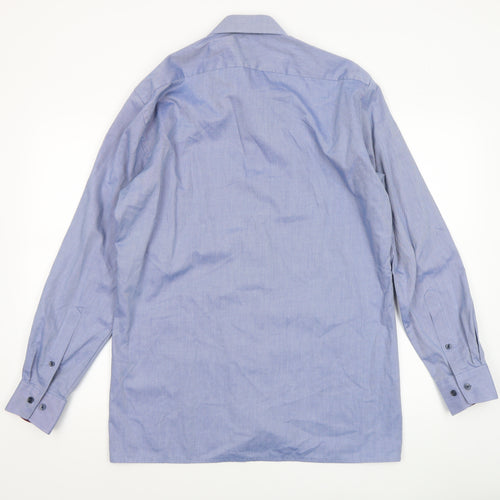 OLYMP Men’s Blue Striped Luxor Modern Fit Long Sleeve Dress Shirt 15.75in 40cm