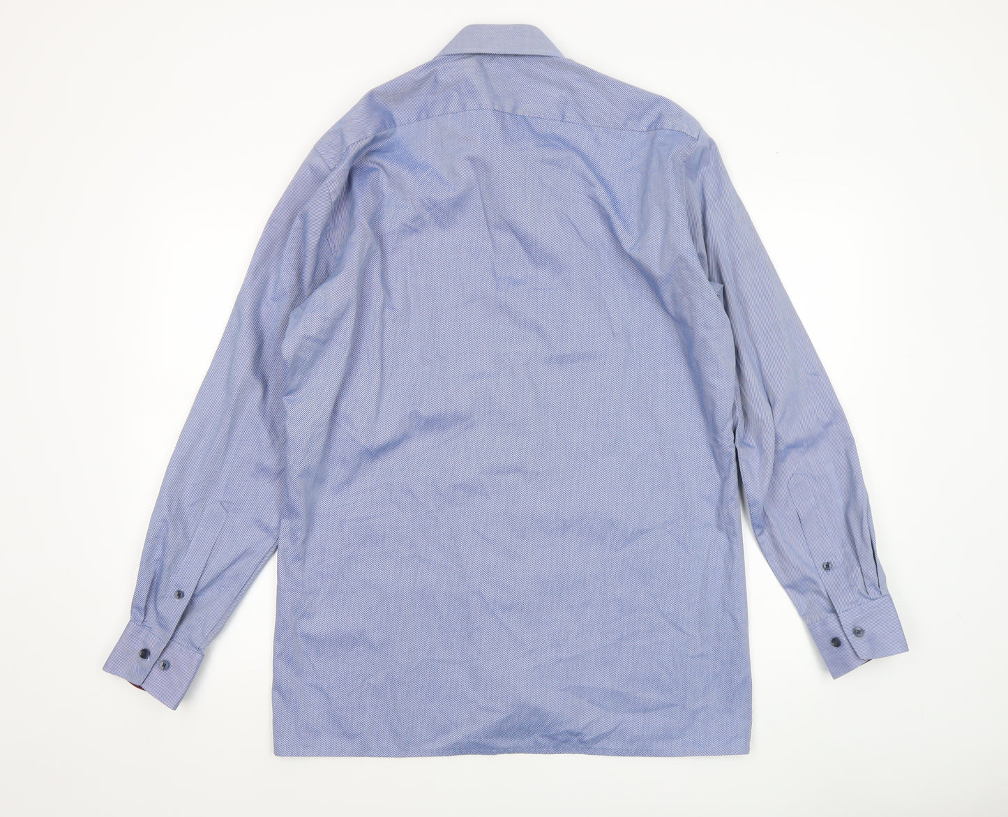 OLYMP Men’s Blue Striped Luxor Modern Fit Long Sleeve Dress Shirt 15.75in 40cm