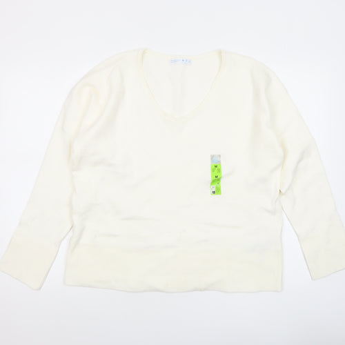 Primark Women Ivory V-Neck Knit Pullover Jumper Size 12